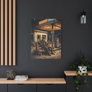 Desert Oasis Skeleton Cowboy Scene Wall Art & Canvas Print