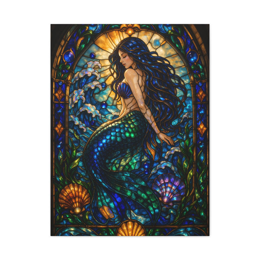 Stained Glass Ocean Siren Wall Art & Canvas Print
