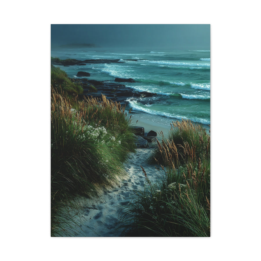 Green Coastal Dune Path Serenity Wall Art & Canvas Print