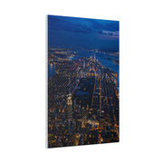 Aerial Manhattan Night Grid Wall Art & Canvas Print