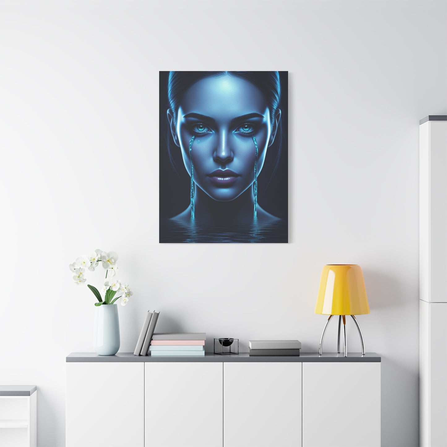 Blue Tears Reflection Portrait Wall Art & Canvas Prints