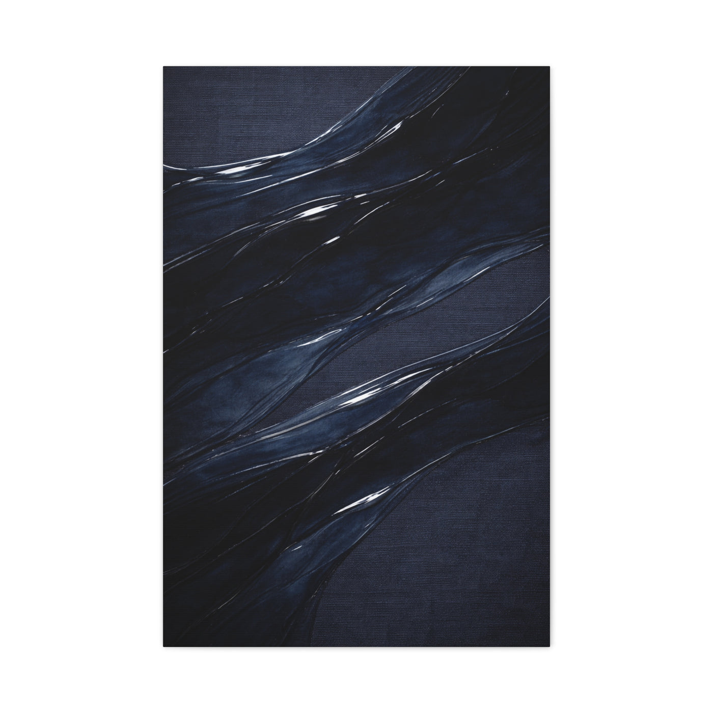 Fluid Navy Wave Abstraction Wall Art & Canvas Print