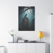 Raven on Ancient Gravestone Wall Art & Canvas Print