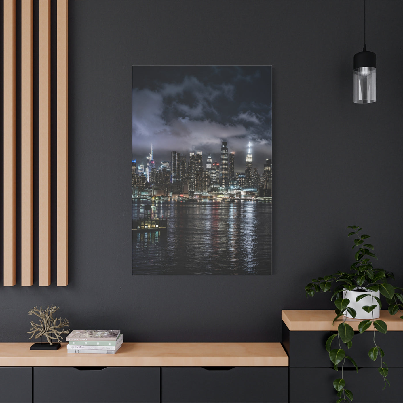 New York City Skyline at Night Wall Art & Canvas Print