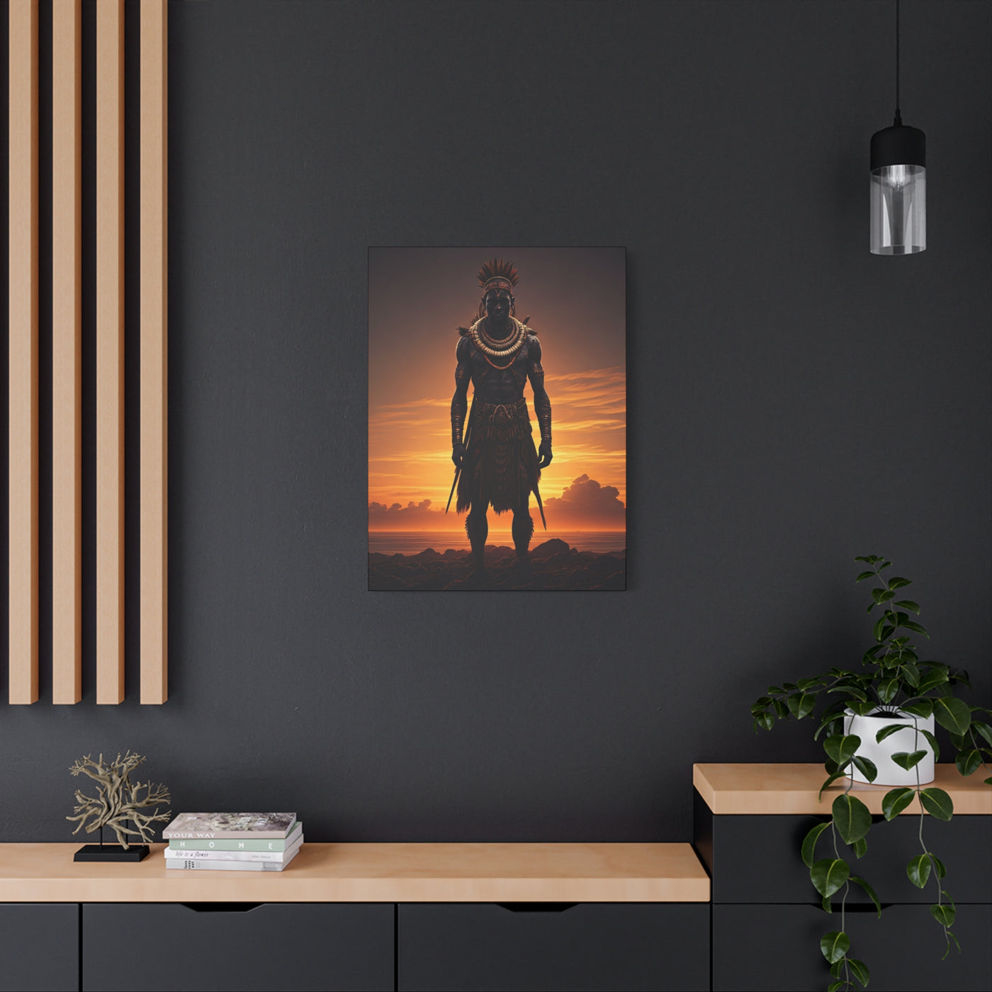 Sunset Warrior Silhouette Wall Art & Canvas Prints