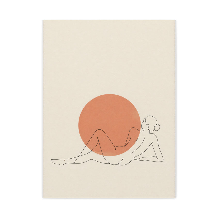 Reclining Line Figure Sun Composition Wall Art & Canvas Print