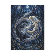 Yin Yang Cosmic Wolves Balance Scene Wall Art & Canvas Print