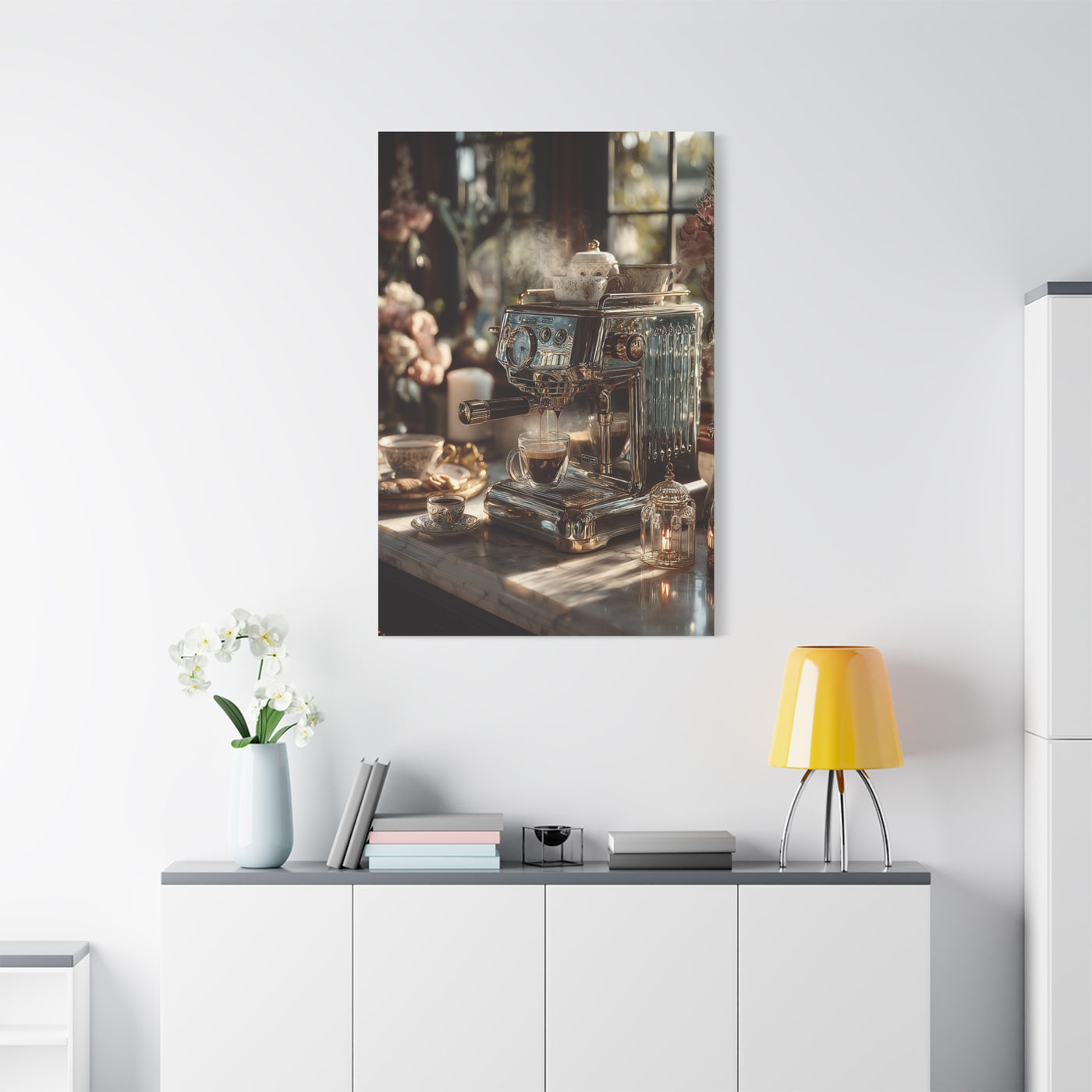 Luxury Espresso Machine Café Scene Wall Art & Canvas Print