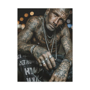 Tattooed Man Street Noir Portrait Wall Art & Canvas Print
