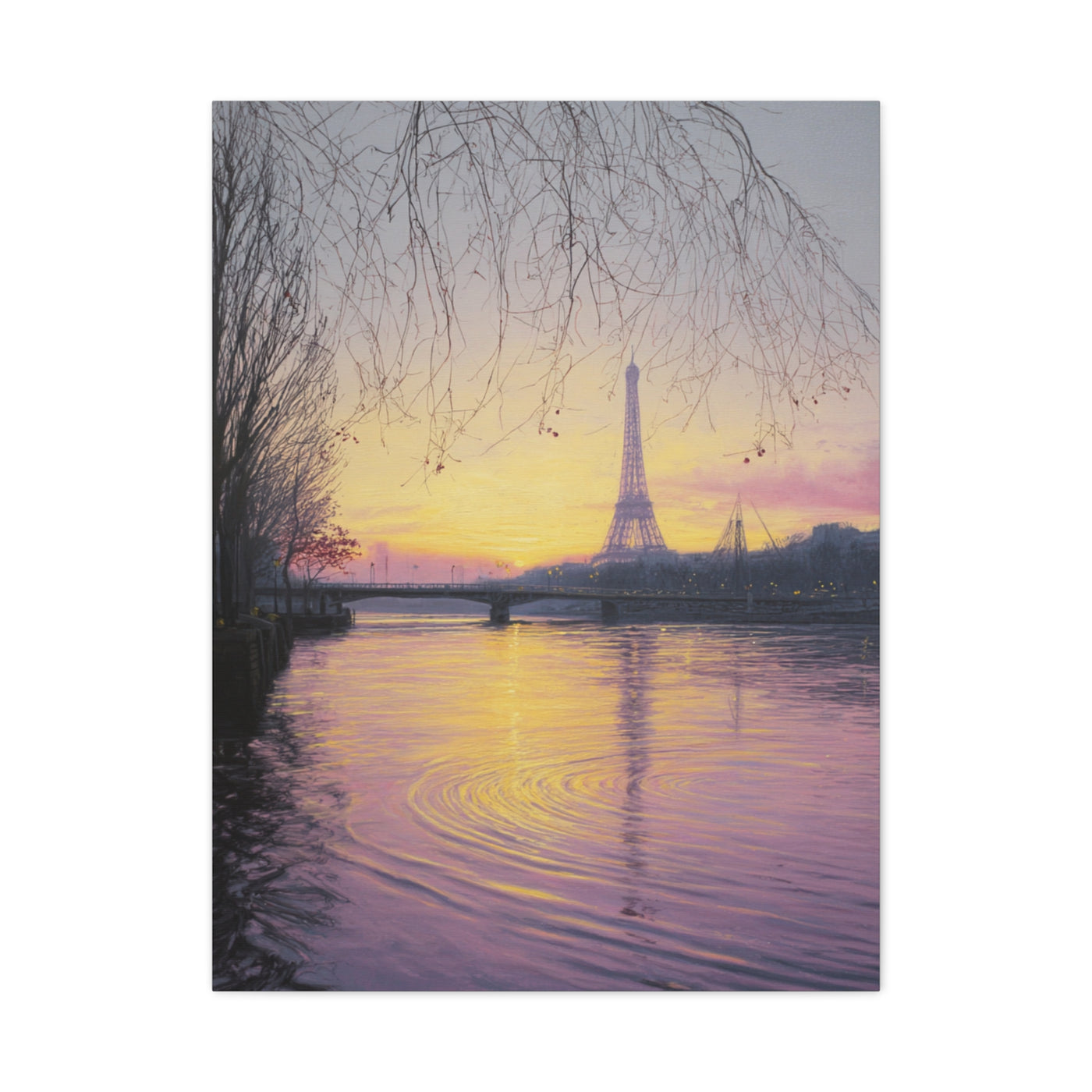 Paris Sunrise Eiffel Tower Reflection Wall Art & Canvas Print