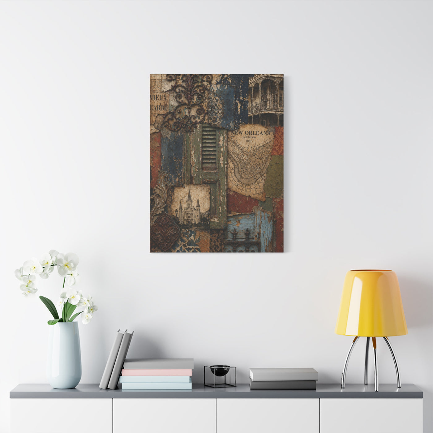 Vintage French Quarter Collage Composition Wall Art & Canvas Print