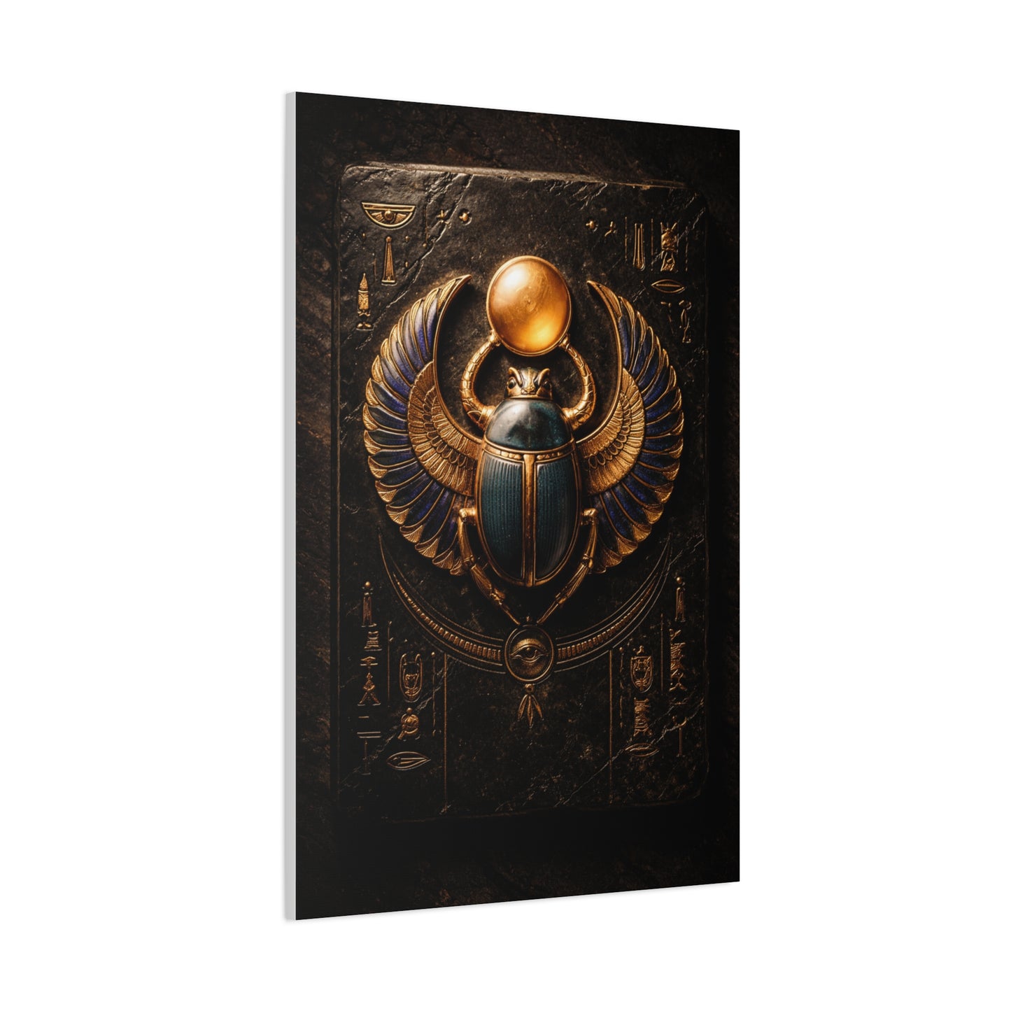 Egyptian Scarab Gold Relief Wall Art & Canvas Print