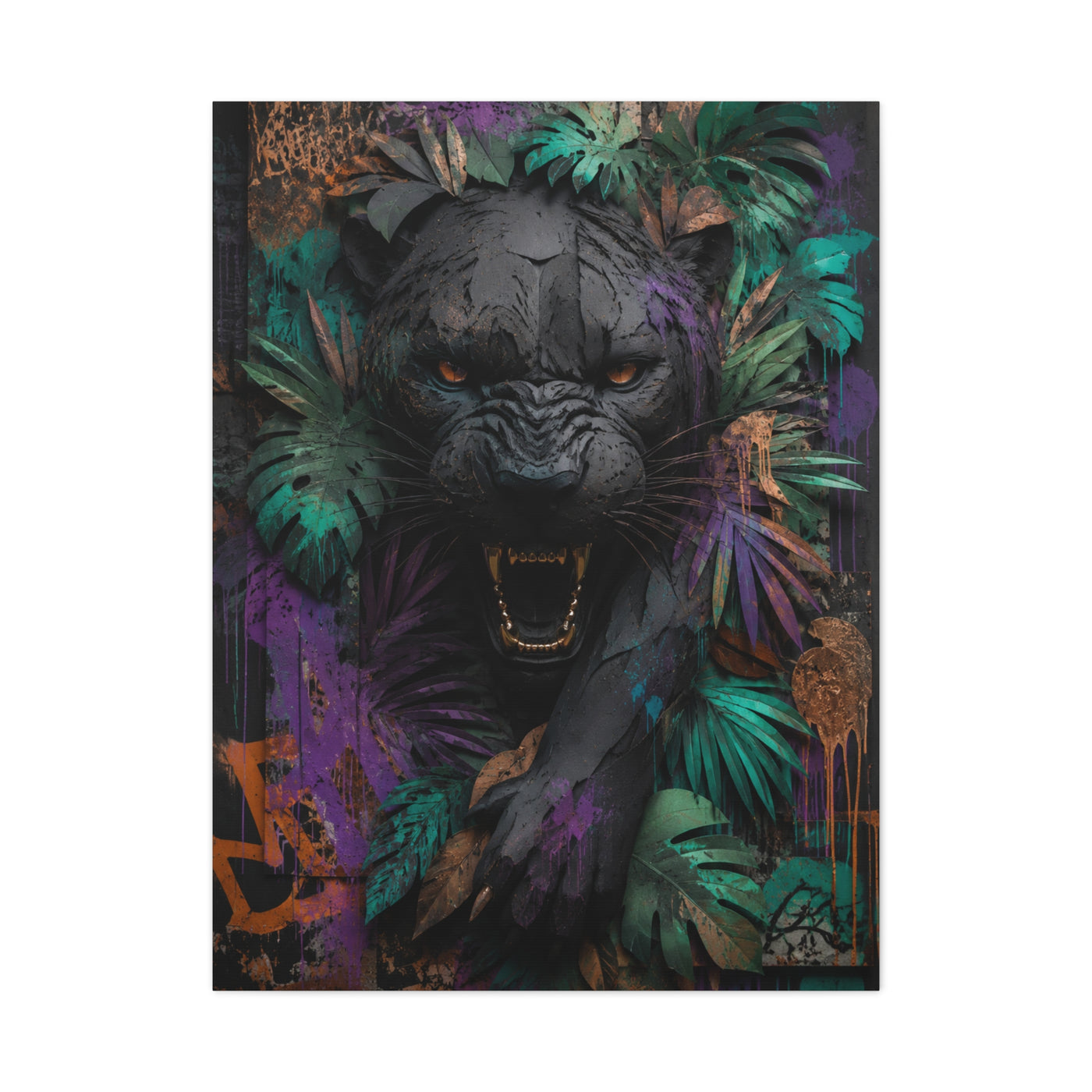 Wild Panther Graffiti Fusion Street Wall Art & Canvas Print