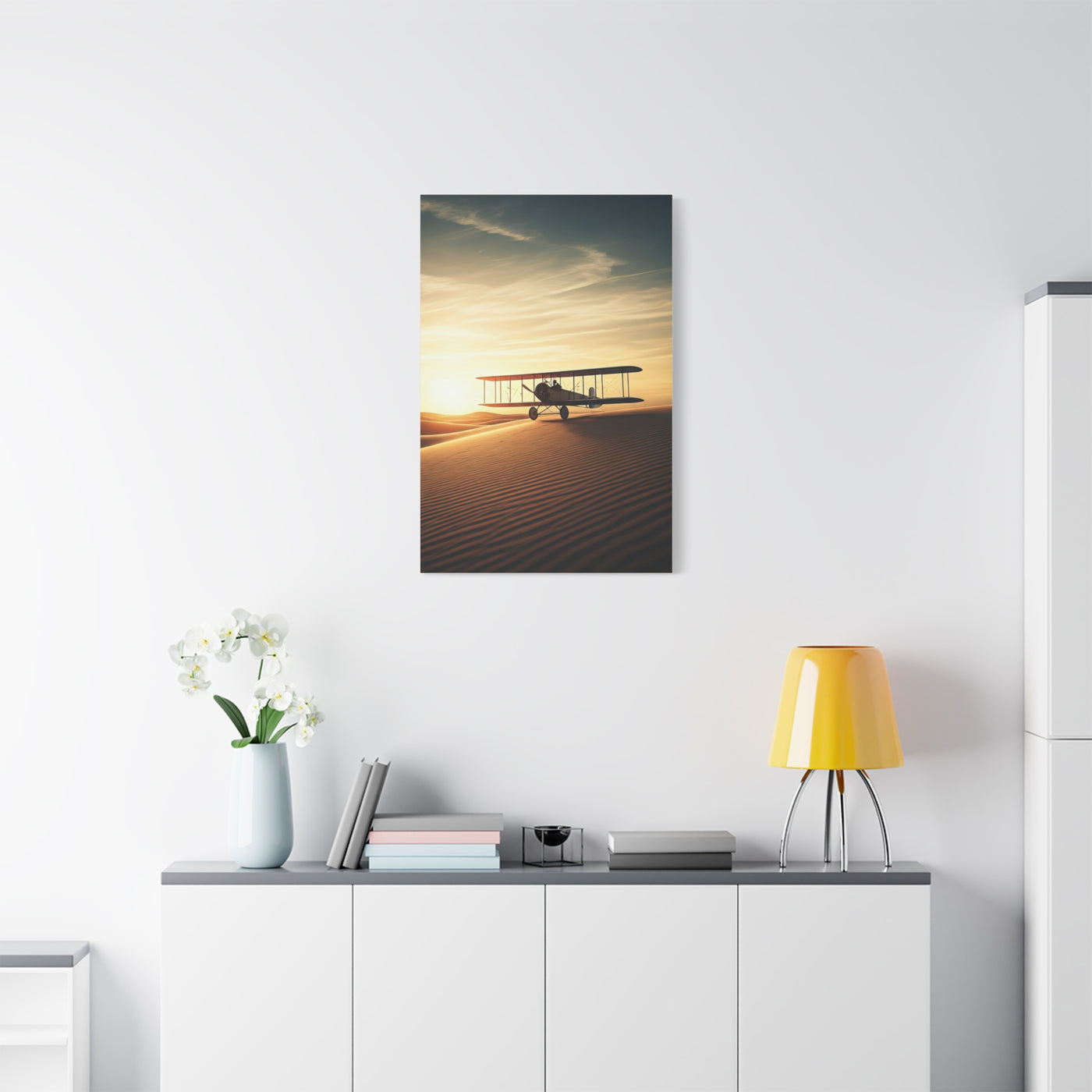 Desert Dawn Biplane Flight Wall Art & Canvas Prints