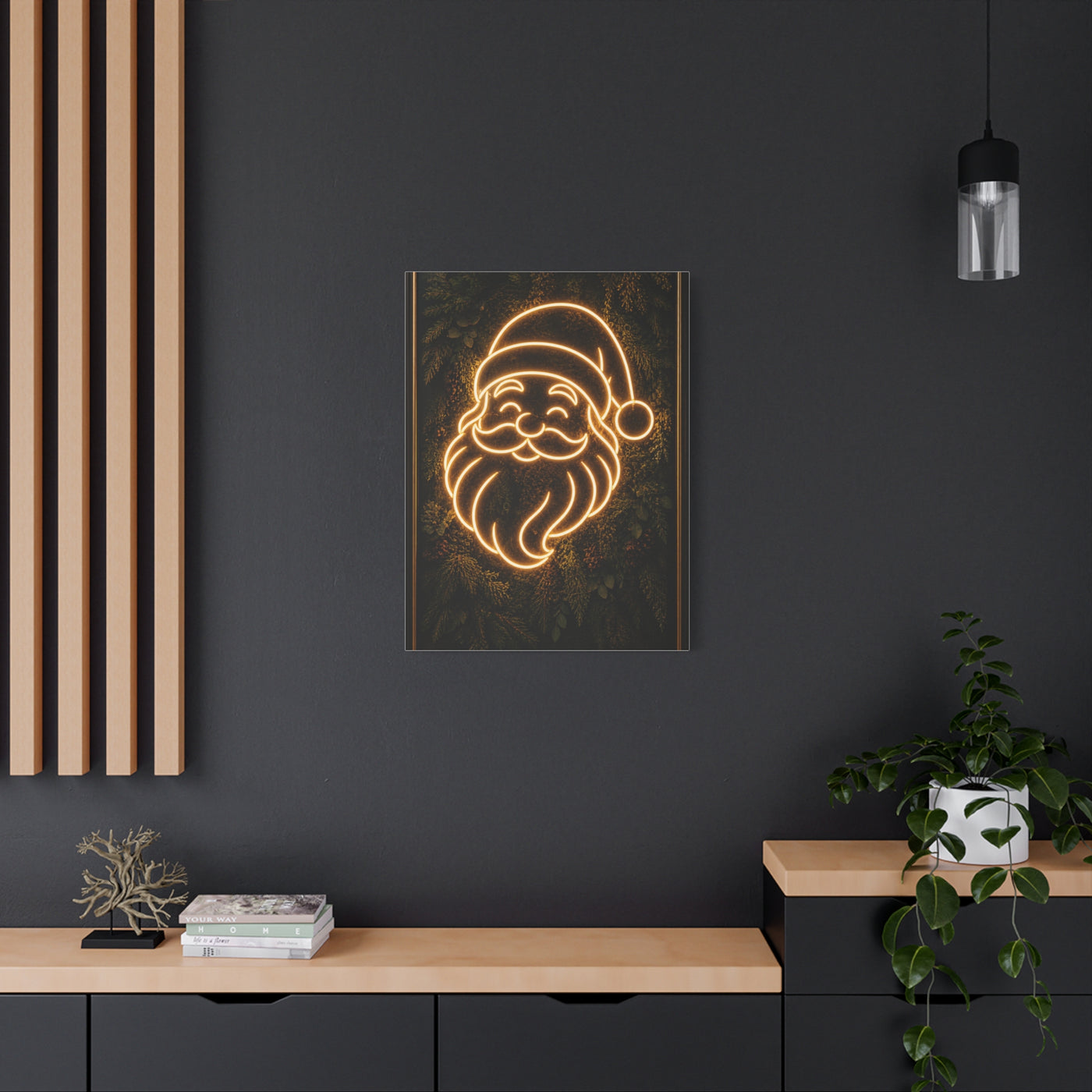 Amber Neon Santa Botanical Wall Art & Canvas Print