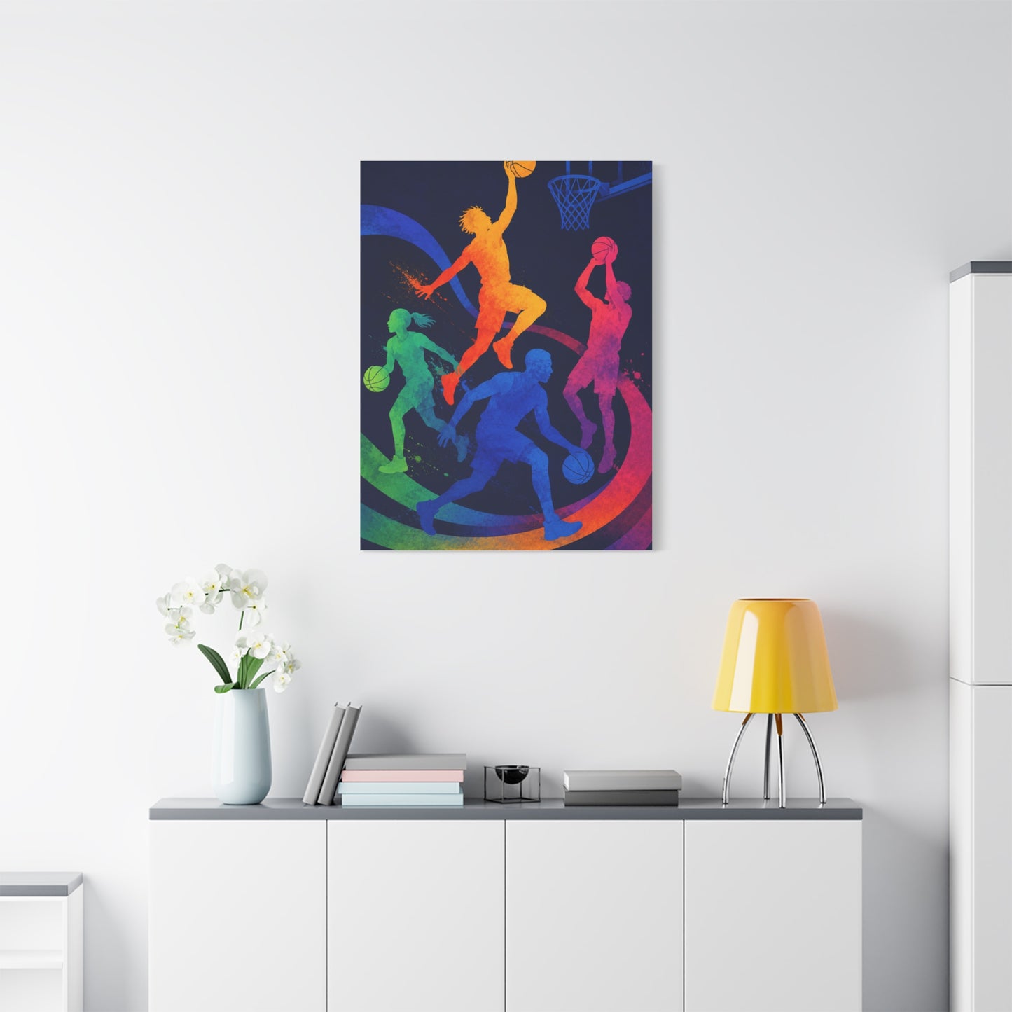 Rainbow Basketball Motion Sports Wall Art & Canvas Print