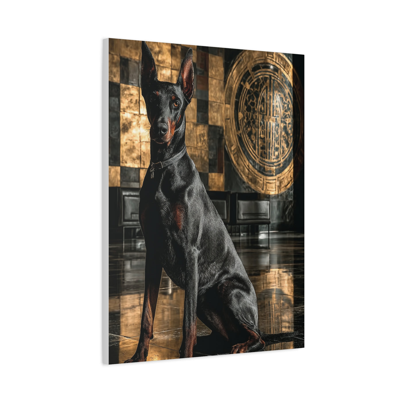 Doberman Art Deco Portrait Wall Art & Canvas Print