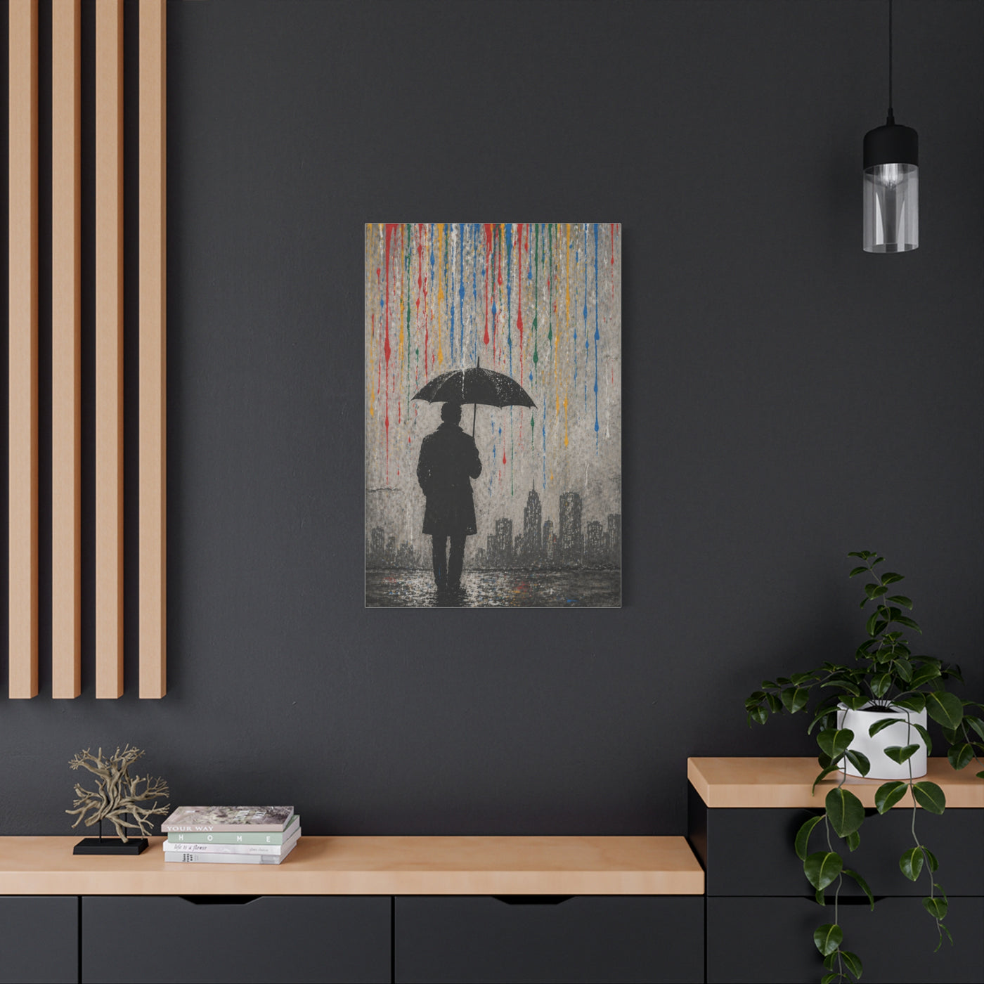 Urban Rain Umbrella Street Art Wall Art & Canvas Print