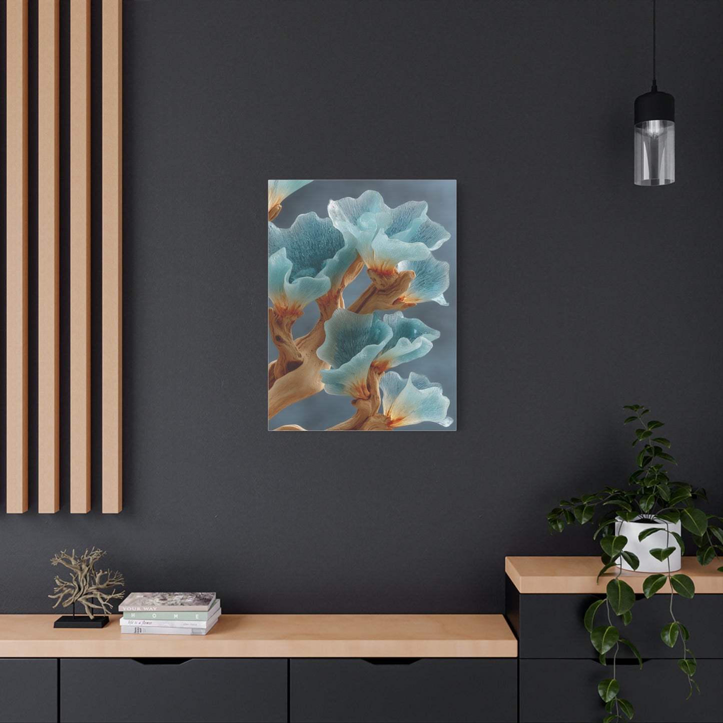 Driftwood and Sea Glass Floral Sculpture Wall Art & Canvas Print