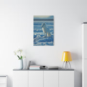 Arctic Fox Snow Minimal Portrait Wall Art & Canvas Print