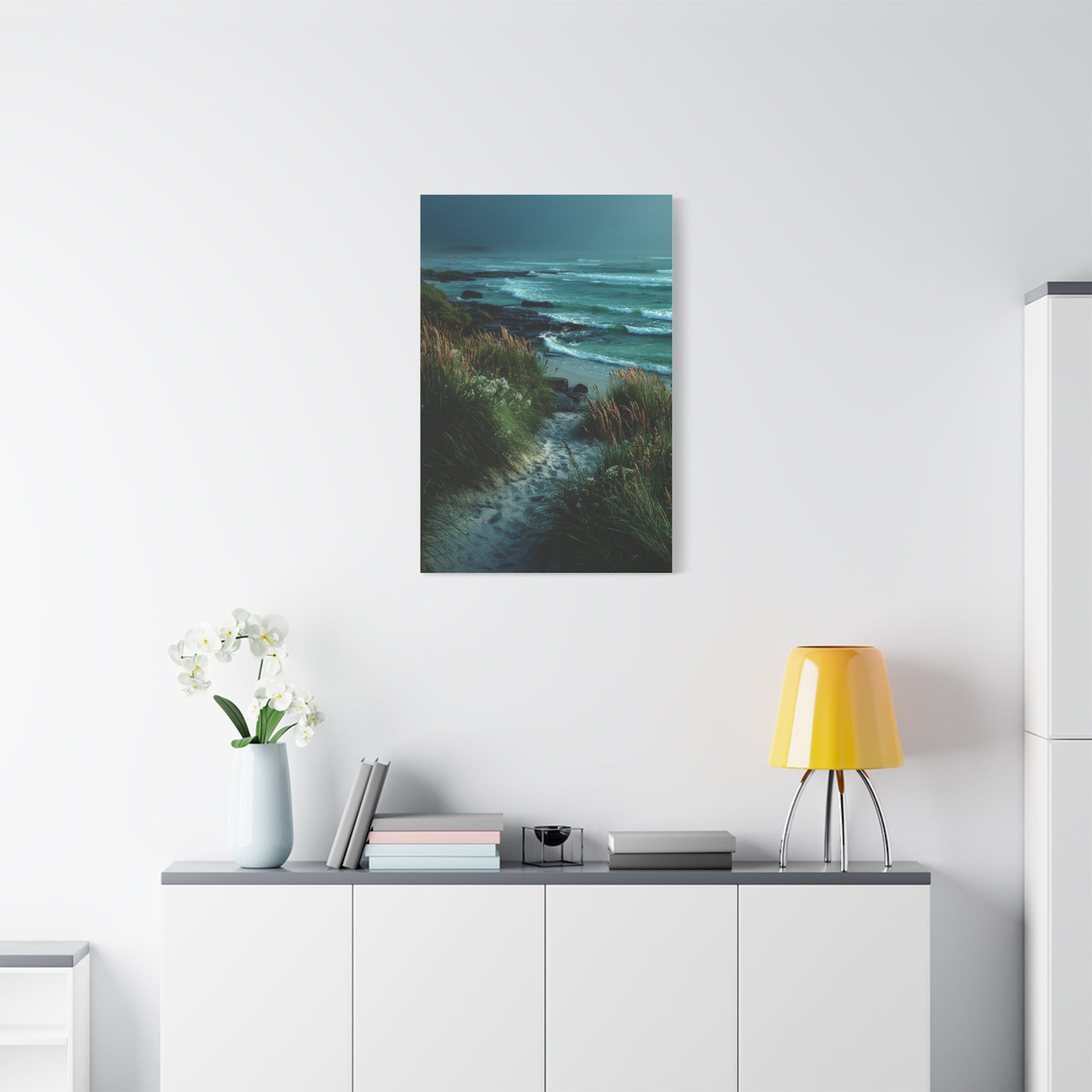 Green Coastal Dune Path Serenity Wall Art & Canvas Print