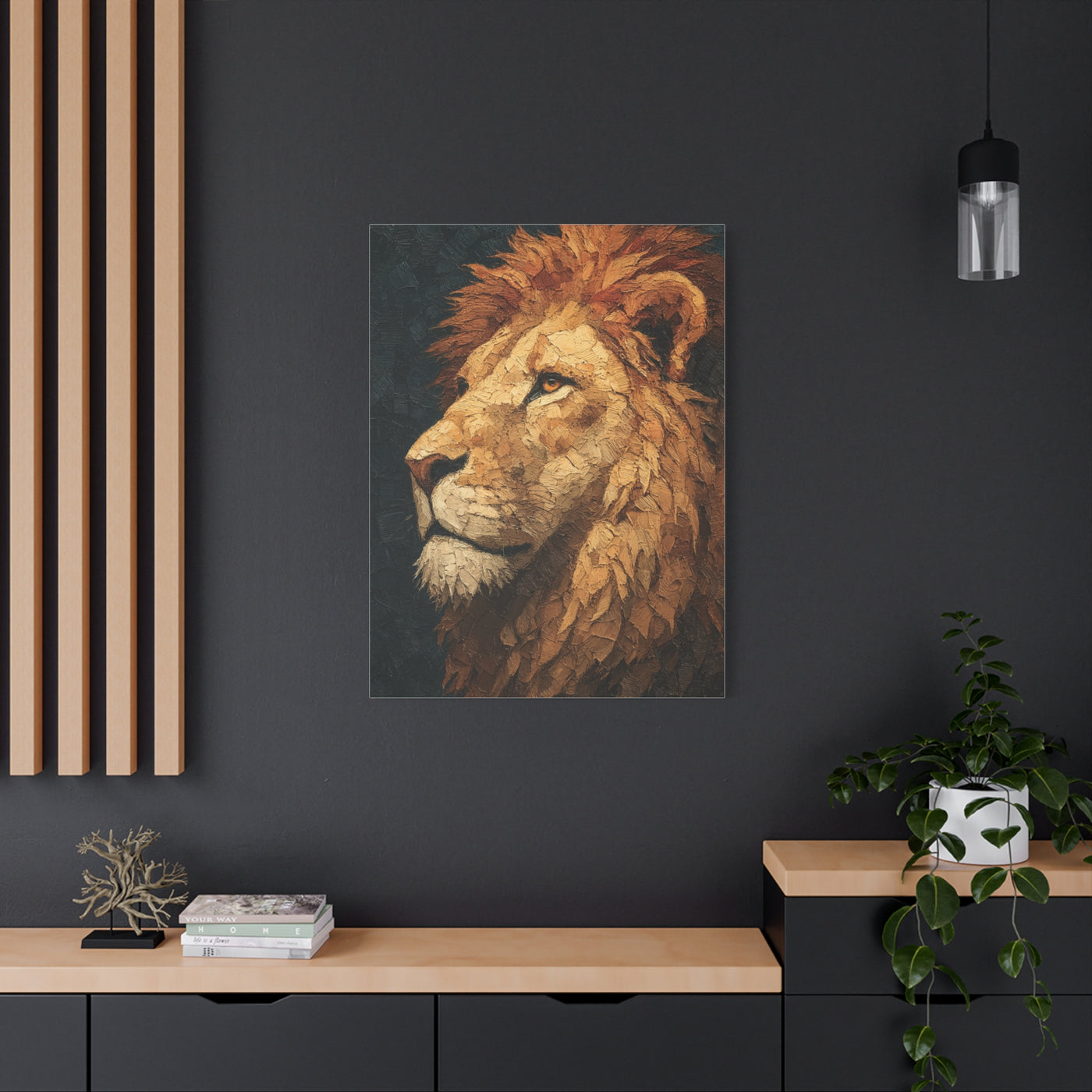 Textured Lion Portrait Painterly Close-Up Wall Art & Canvas Print