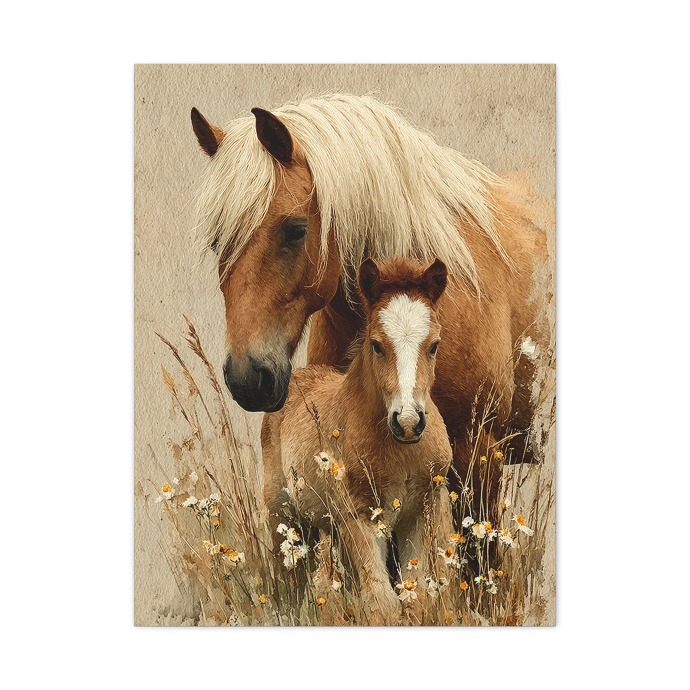 Mare and Foal Tender Bond Wall Art & Canvas Print