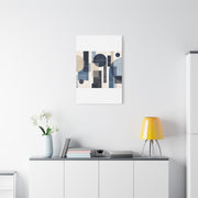 Navy Geometric Triptych Composition Wall Art & Canvas Print