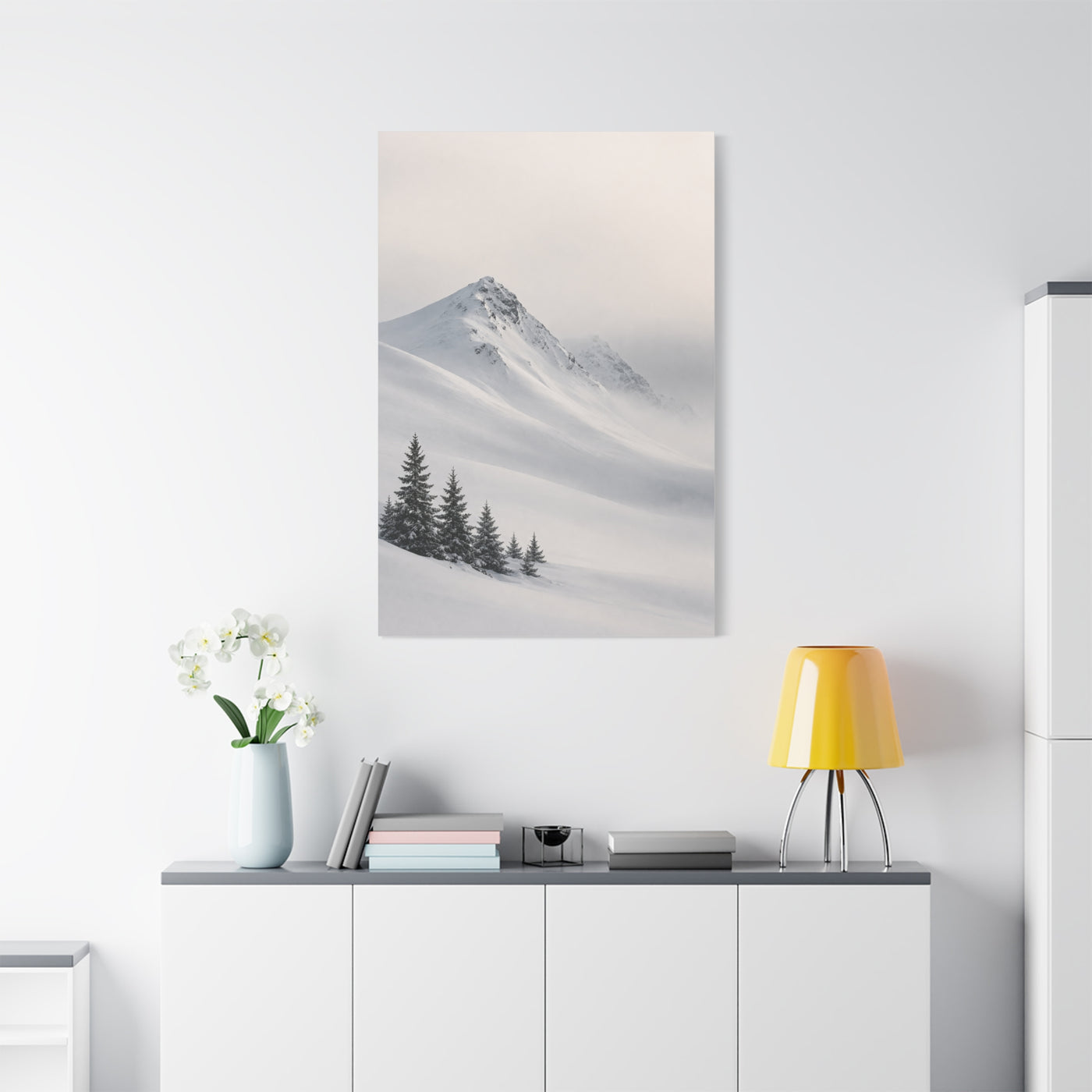 Snowy Mountain Ridge & Pines Wall Art & Canvas Print