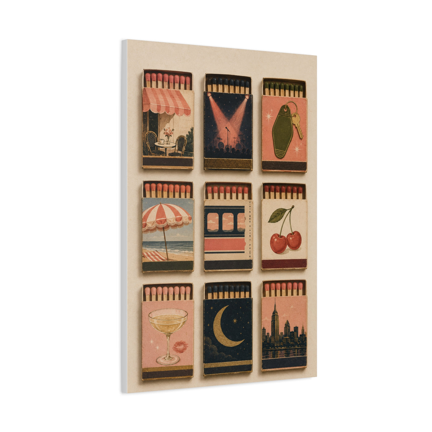 Retro Matchbox Romance Display Wall Art & Canvas Print