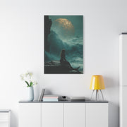 Golden Moon Ocean Silhouette Wall Art & Canvas Print