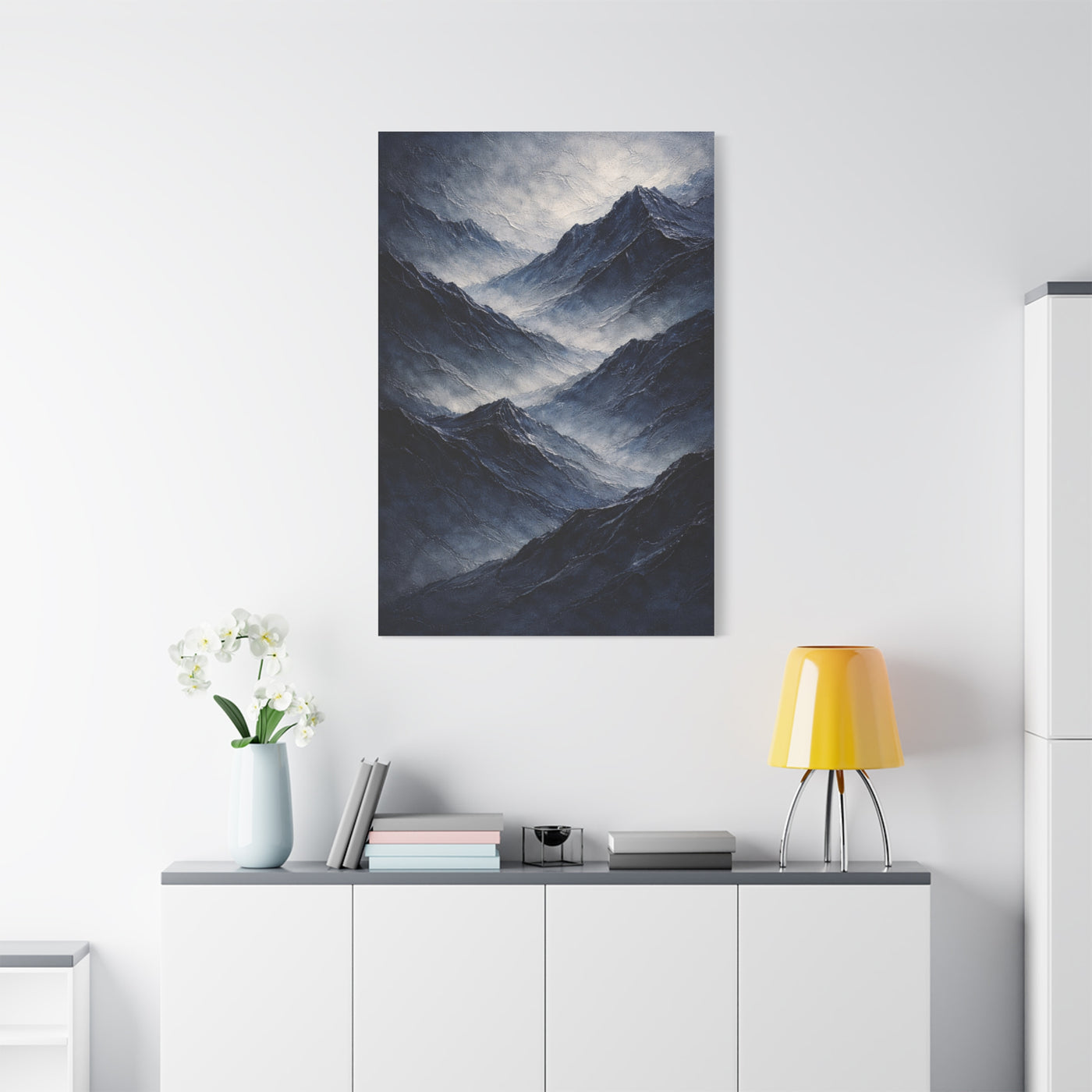 Textured Navy Mountain Horizon Wall Art & Canvas Print