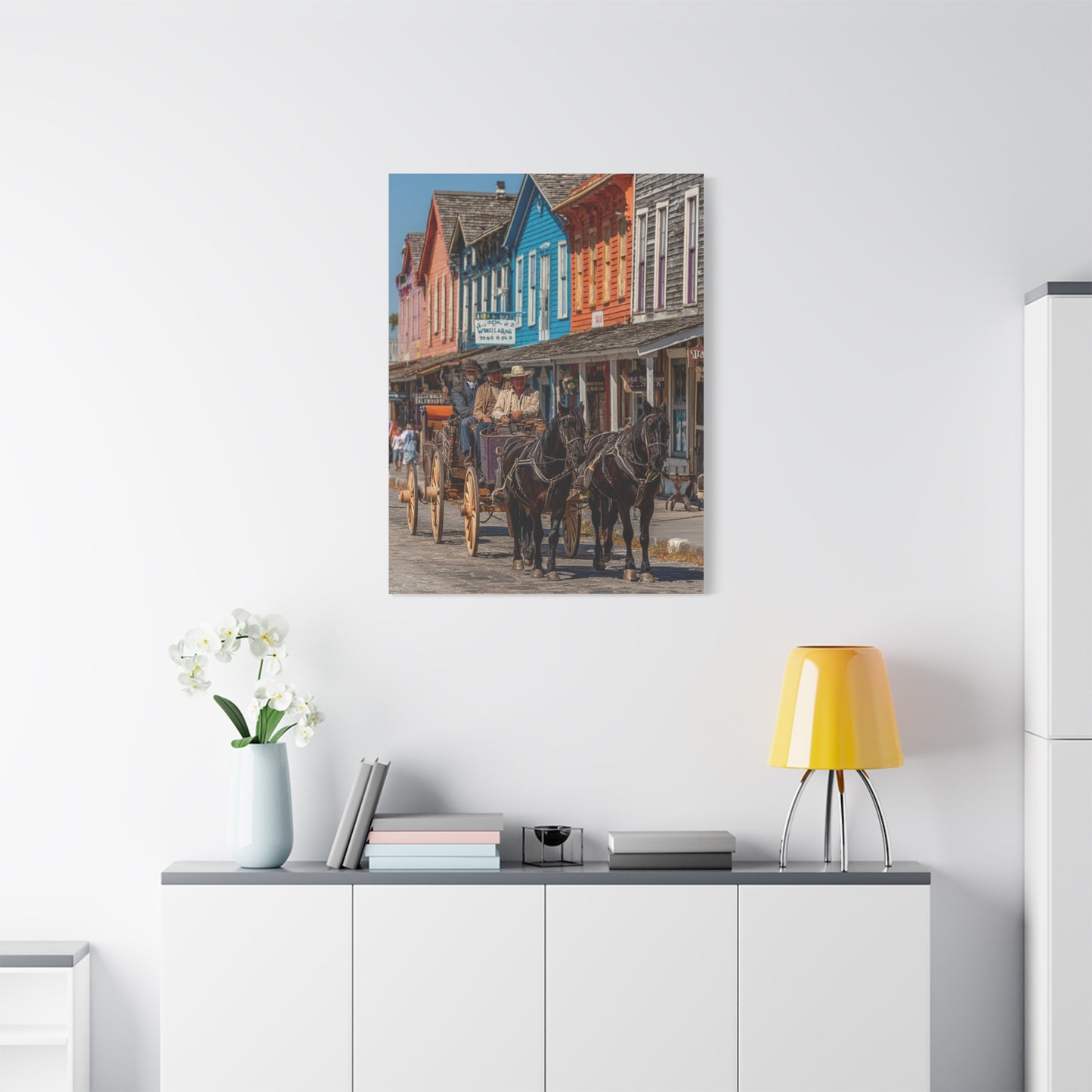 Frontier Stagecoach Arrival Wall Art & Canvas Print