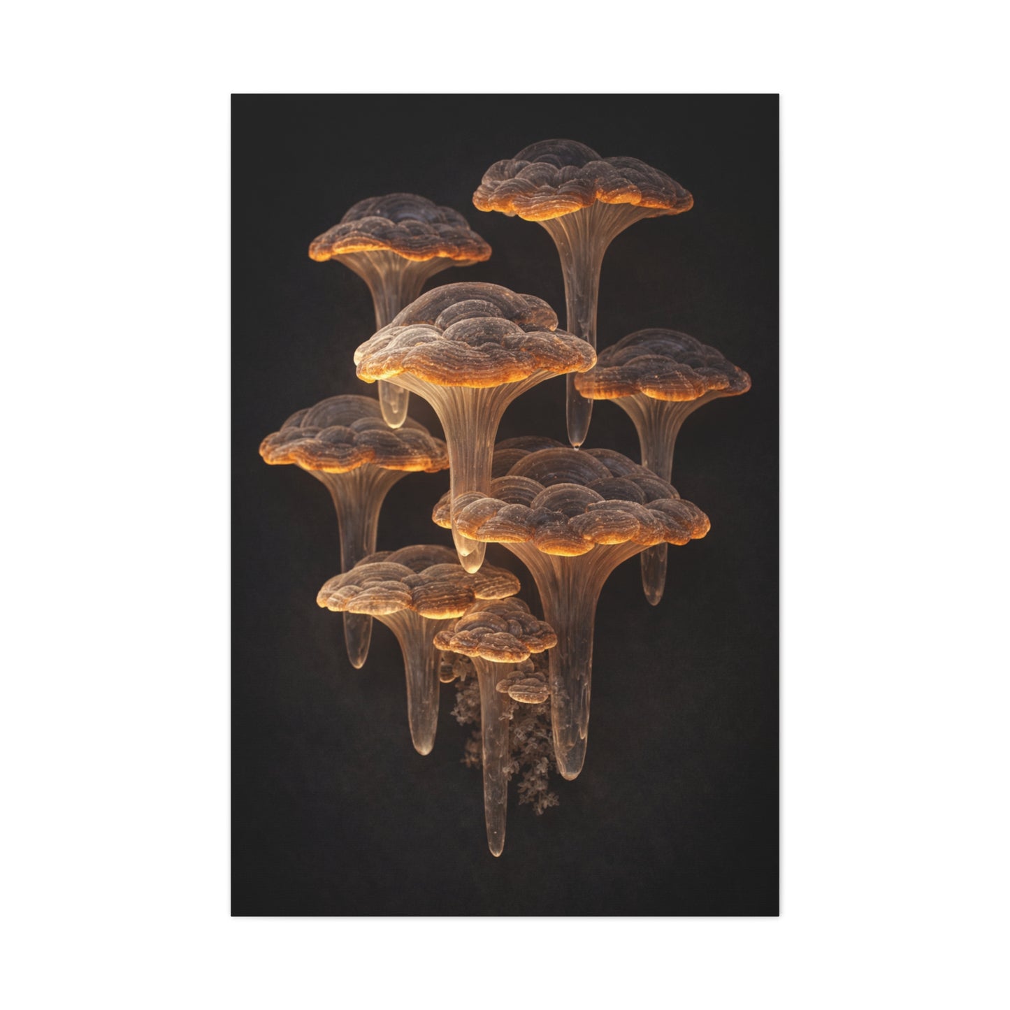 Luminous Amber Lingzhi Sculpture Study Wall Art & Canvas Print
