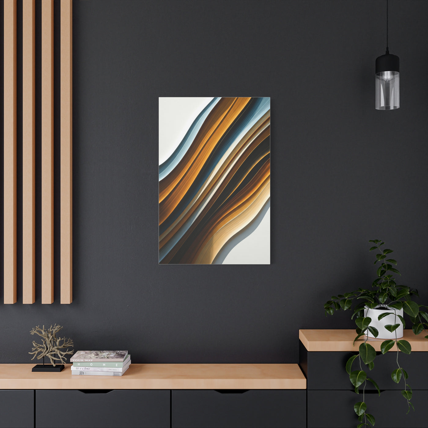 Warm Metallic Wave Abstract Wall Art & Canvas Prints