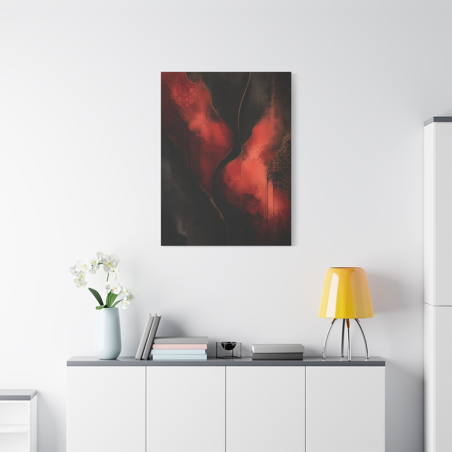 Red and Black Luxury Abstract Flow Wall Art & Canvas Print
