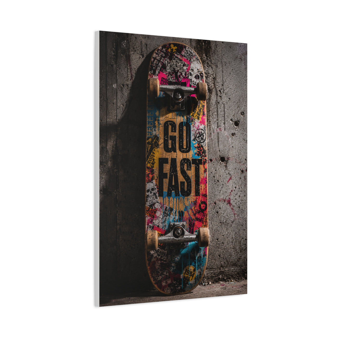Go Fast Skateboard Street Wall Art & Canvas Print