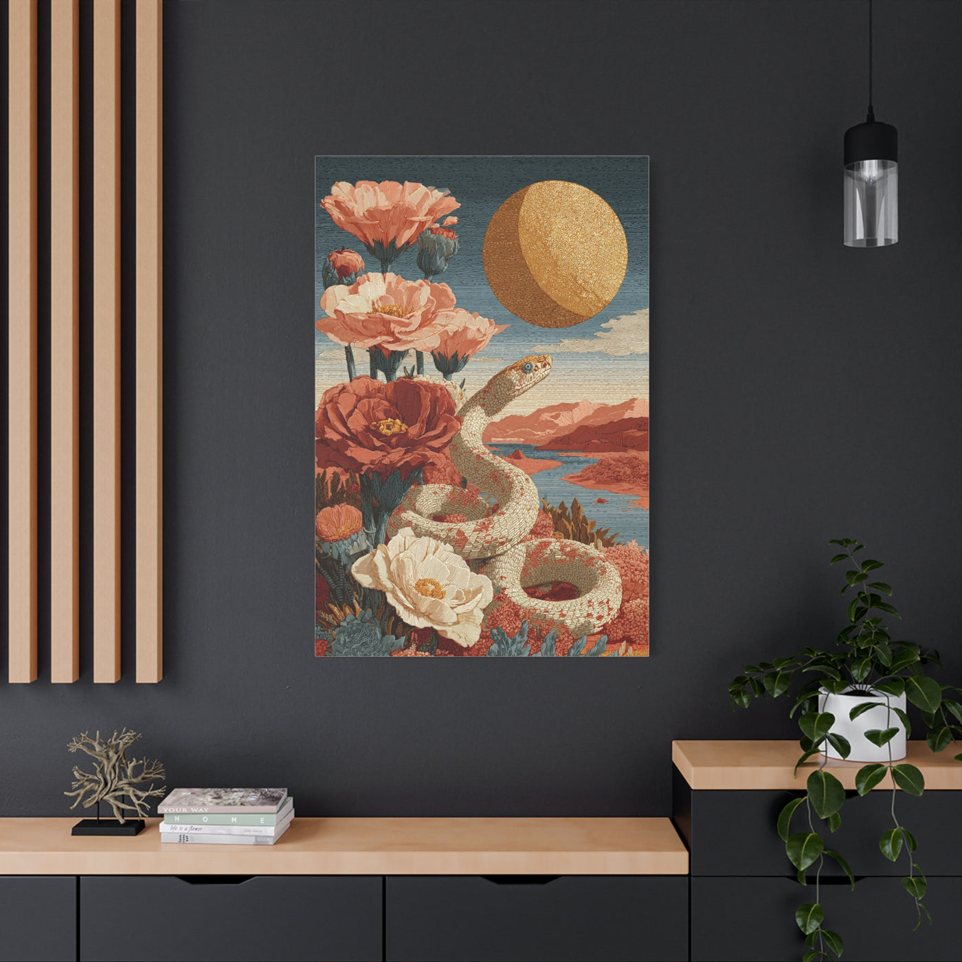 Celestial Desert Snake Folk Wall Art & Canvas Print