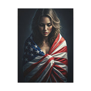 Woman Draped in American Flag Reflection Wall Art & Canvas Prints