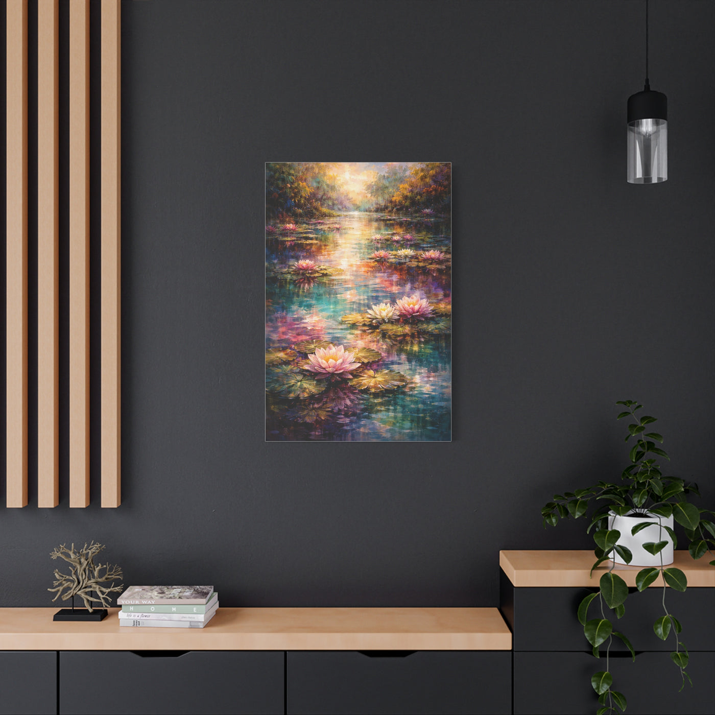 Impressionist Multicolor Water-Lily Pond Wall Art & Canvas Print