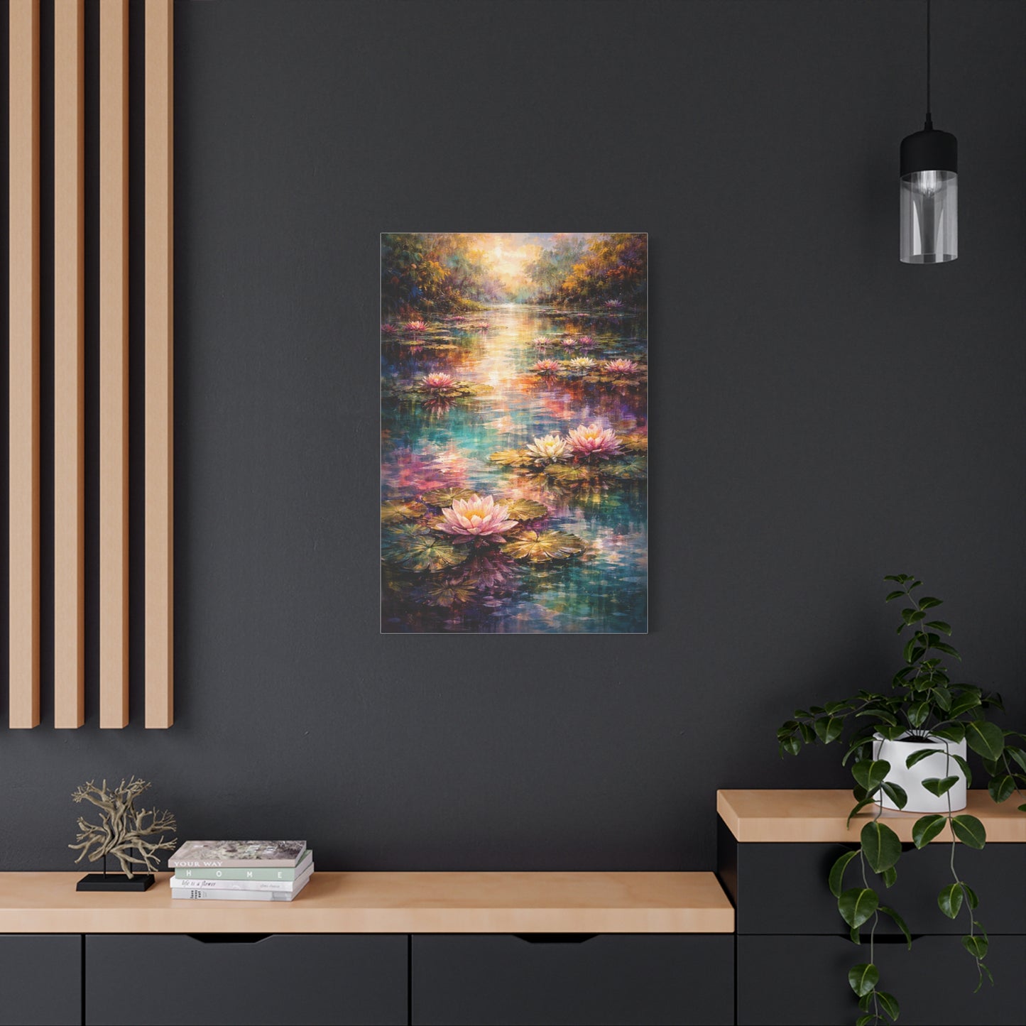 Impressionist Multicolor Water-Lily Pond Wall Art & Canvas Print