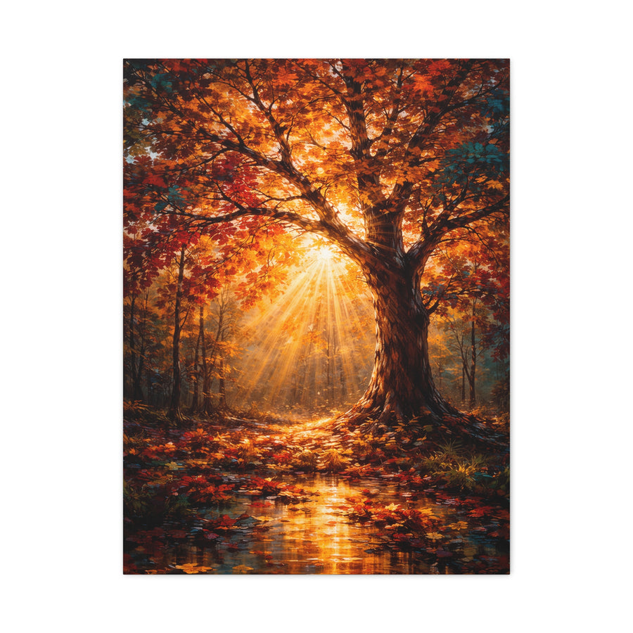 Radiant Autumn Sunburst Tree Wall Art & Canvas Print