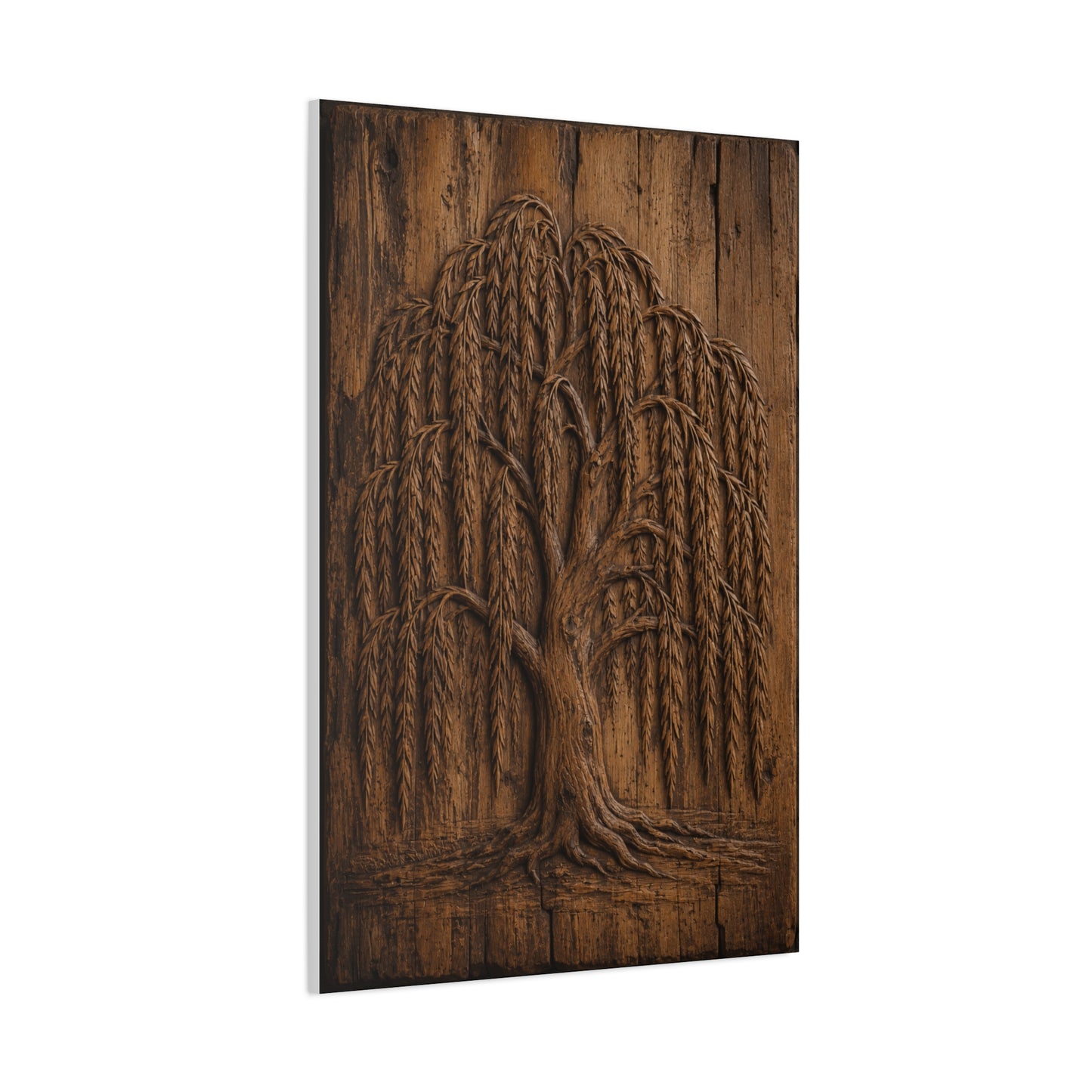 Carved Willow Tree Wooden Relief Trees Wall Art & Canvas Print