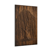 Carved Willow Tree Wooden Relief Trees Wall Art & Canvas Print