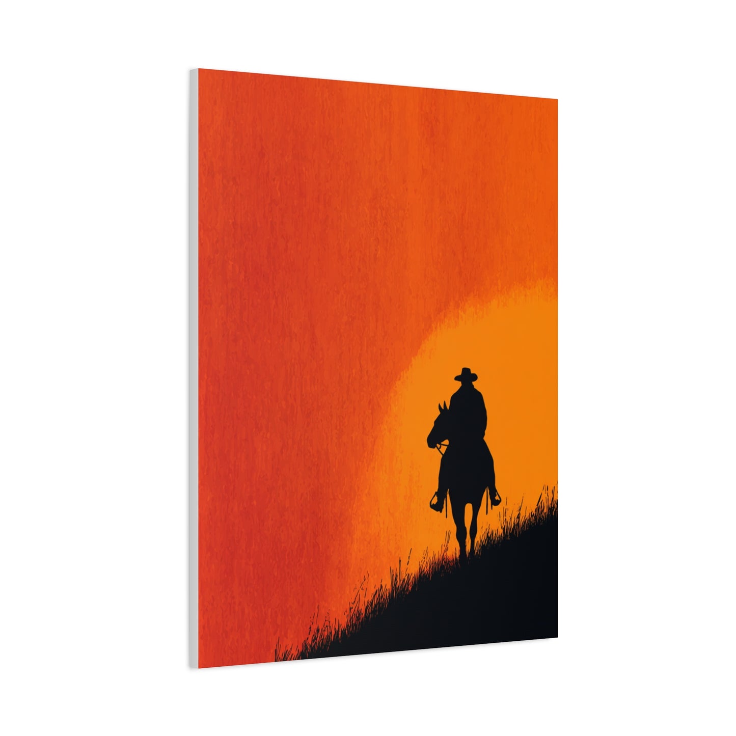 Cowboy Sunset Ridge Silhouette Wall Art & Canvas Print
