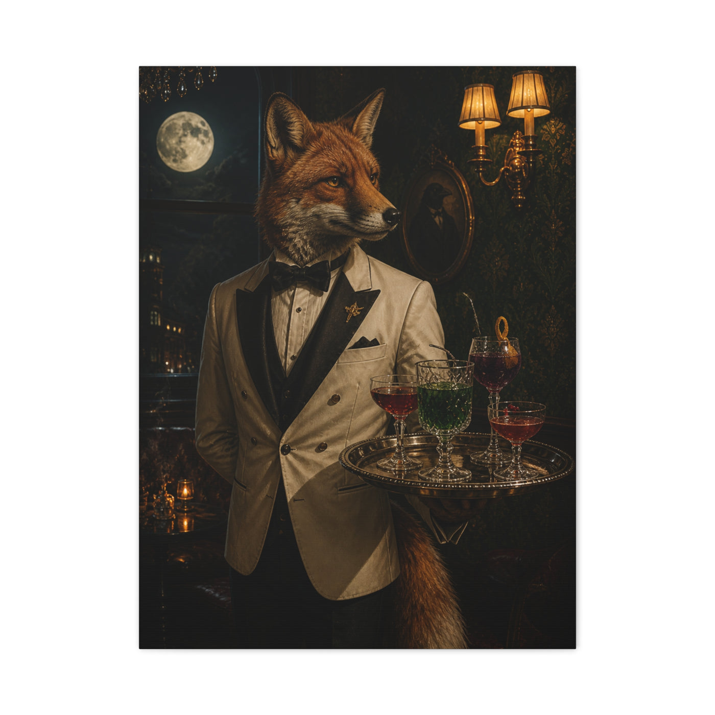 Fox Cocktail Waiter Speakeasy Wall Art & Canvas Print