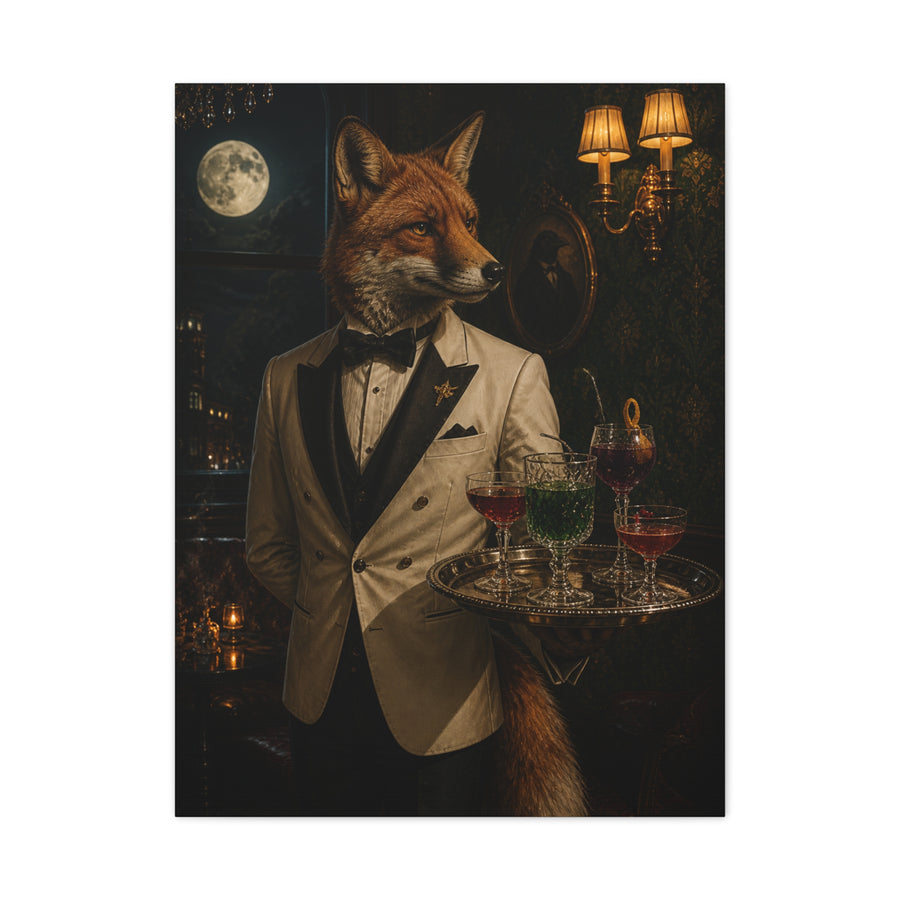 Fox Cocktail Waiter Speakeasy Wall Art & Canvas Print