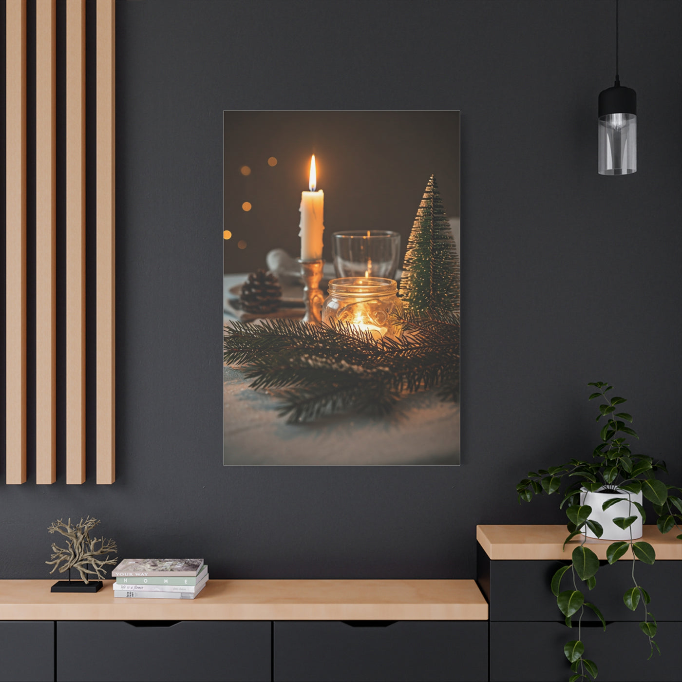 Warm Candlelight Christmas Table Wall Art & Canvas Print
