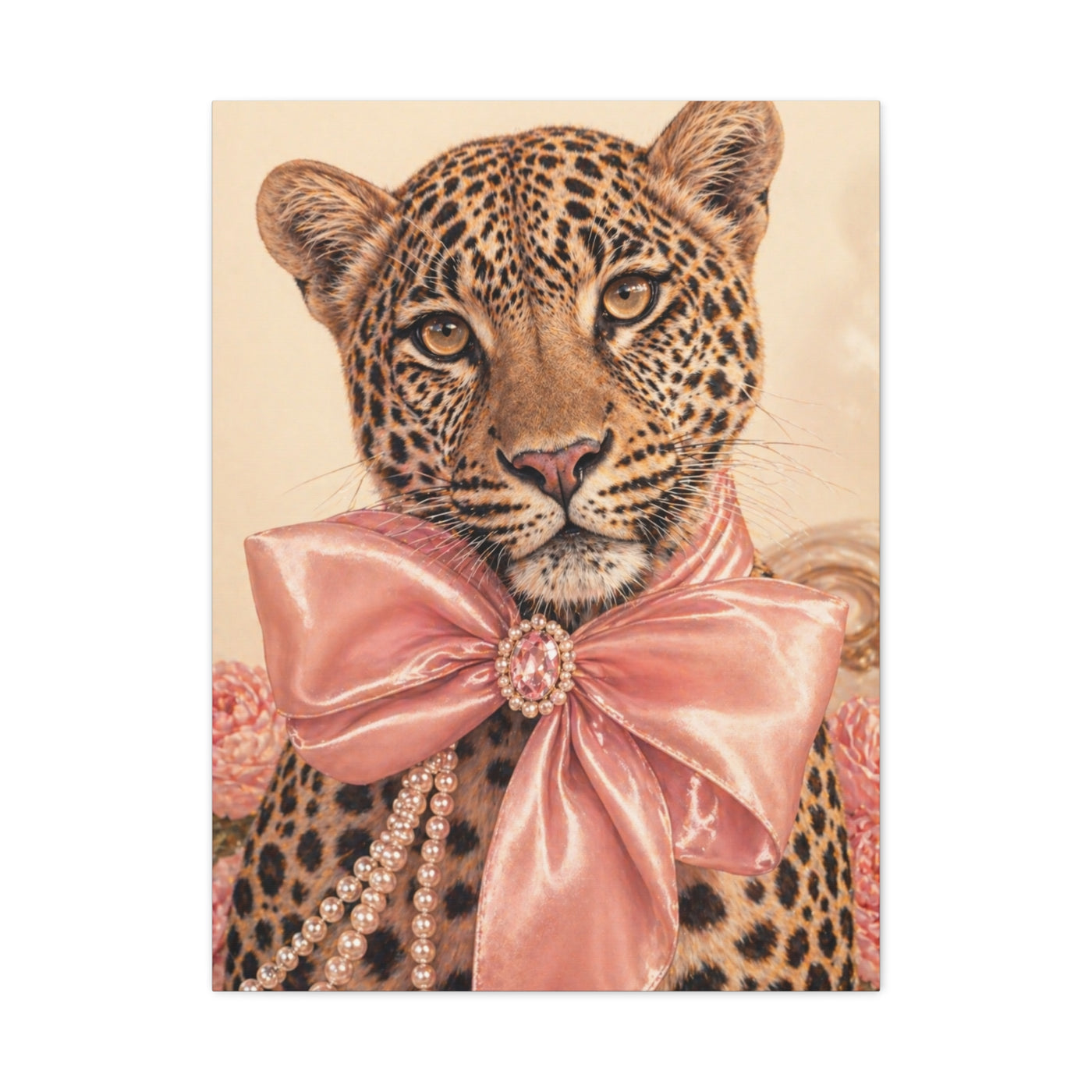 Coquette Leopard Pink Bow Portrait Wall Art & Canvas Print