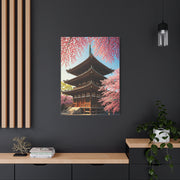 Traditional Japanese Pagoda With Cherry Blossoms Wall Art & Canvas Prints